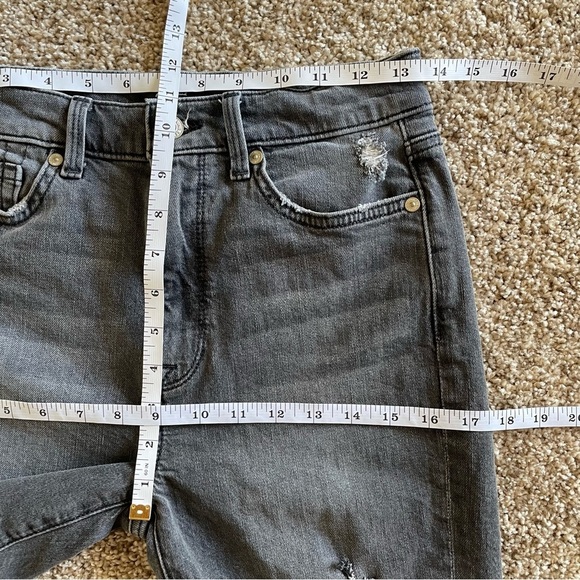 7 For All Mankind High Waist Ankle Skinny Jeans Women’s 27 Washed Gray Black - Picture 14 of 16
